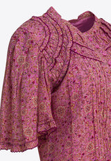 Isabel Marant Etoile Celyana Floral Print Mini Dress Pink 25ARO0827FBC3J06E40PK_83000