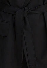 Max Mara Talento Belted Wool Canvas Blazer Black 2521046101TALENTO004_82719
