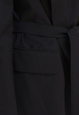 Max Mara Talento Belted Wool Canvas Blazer Black 2521046101TALENTO004_82719