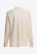 Max Mara Avion Long-Sleeved Silk Shirt Cream 2521116018AVION005_82509