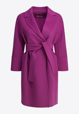 S Max Mara Arona Belted Wool Short Coat Fuchsia 2529016071ARONA075_82525