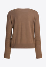 S Max Mara Eco Wool Knit Sweater with Elbow Patch Brown 2529366091ECO002_17b9b3a0-0319-44c6-a1e0-72d0cbd4b59a