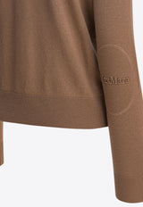 S Max Mara Eco Wool Knit Sweater with Elbow Patch Brown 2529366091ECO002_17b9b3a0-0319-44c6-a1e0-72d0cbd4b59a