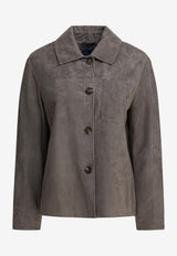 S Max Mara Chloe Button-Up Suede Jacket Gray 2529446021CLOE003_82510