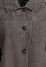 S Max Mara Chloe Button-Up Suede Jacket Gray 2529446021CLOE003_82510