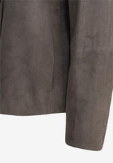 S Max Mara Chloe Button-Up Suede Jacket Gray 2529446021CLOE003_82510