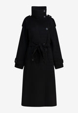 Max Mara Yole Wool Double-Breasted Trench Coat Black 2522016023YOLE013_003b6634-cfee-4ee0-ae3a-a329f4f96c1e