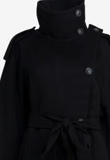Max Mara Yole Wool Double-Breasted Trench Coat Black 2522016023YOLE013_003b6634-cfee-4ee0-ae3a-a329f4f96c1e