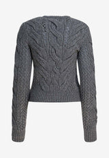 Sportmax Radio Cable Knit Wool Sweater Gray 2522366142RADIO005_7be5c417-f566-40cb-9889-33746c649343