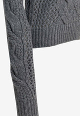 Sportmax Radio Cable Knit Wool Sweater Gray 2522366142RADIO005_7be5c417-f566-40cb-9889-33746c649343