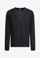 Merz b. Schwanen Seraphim Henley Long-Sleeved T-shirt Black 2M0698_7030db38-f400-4e6d-9844-9b2da42a8d39