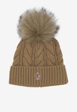 Moncler Grenoble Cable Knit Wool Pompom Beanie Beige 3B00011-A0069234_ea103976-e279-4ee2-beea-217bdfc7dcf3