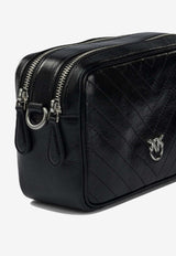 PINKO Medium Chevron Leather Crossbody Bag Black 104336A2JCZ99E_2bf3e4d7-474a-4b54-8b09-f955f7f909c9