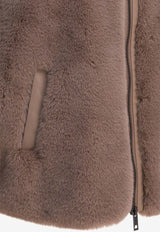 PINKO Faux Fur Zip-Up Vest Beige 105107A2WND01_83020