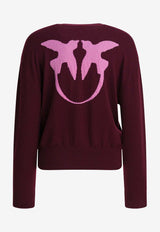 PINKO Love Birds Intarsia Knit Sweater Bordeaux 105561A2SIYND_82788