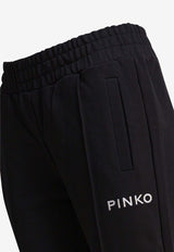 PINKO Logo Embroidered Flared Pants Black 105724A2URZ99_ce2aeb95-c04a-43e4-893d-225ae7aa964a