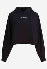 PINKO Logo Print Cropped Hooded Sweatshirt Black 105726A2URZ99_f8e6cfcc-2684-4f6b-9bb7-c84a15ff62a3
