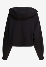 PINKO Logo Print Cropped Hooded Sweatshirt Black 105726A2URZ99_f8e6cfcc-2684-4f6b-9bb7-c84a15ff62a3