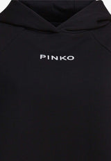 PINKO Logo Print Cropped Hooded Sweatshirt Black 105726A2URZ99_f8e6cfcc-2684-4f6b-9bb7-c84a15ff62a3