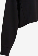 PINKO Logo Print Cropped Hooded Sweatshirt Black 105726A2URZ99_f8e6cfcc-2684-4f6b-9bb7-c84a15ff62a3