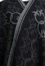 PINKO Love Birds Jacquard Wool Poncho Black 105965A2ZIZI2_8e0e9155-da49-4946-98e6-b0302b757ee8