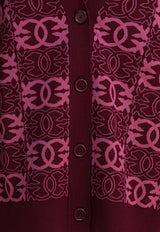 PINKO Jacquard Love Birds Cardigan Burgundy 106042A2YDRW2_375a577f-3ec5-4937-b595-7f35a42ba23e