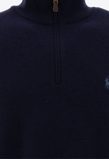 Polo Ralph Lauren Logo Embroidered Half-Zip Sweater Blue 710876756001HUNTER NAVY_5f56ac72-a180-4235-8064-e94be1174351