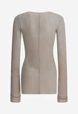 Rick Owens Long-Sleeved Semi Sheer T-shirt Gray RP02E4202RC08_82687