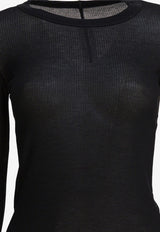 Rick Owens Long-Sleeved Semi Sheer T-shirt Black RP02E4202RC09_82730