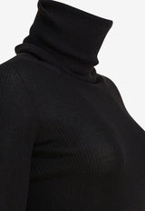 Rick Owens Turtleneck Wool Sheer Sweater Black RP02E4614RIBM09_82690