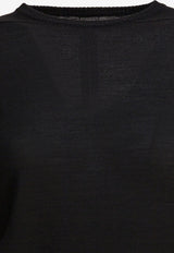 Rick Owens Ribbed Crewneck Sweater Black RP02E4624M09_8135c2f8-dbab-4006-8ee3-7e572e36ed29