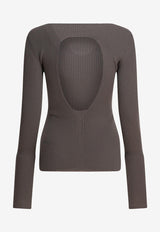 Rick Owens Ribbed Sweater with Cut-Out Gray RP02E4683RIBM34_82702