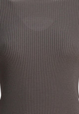 Rick Owens Ribbed Sweater with Cut-Out Gray RP02E4683RIBM34_82702