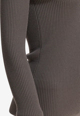 Rick Owens Ribbed Sweater with Cut-Out Gray RP02E4683RIBM34_82702