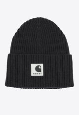 Sacai X Carhartt Wip Logo Beanie Black 25-00997S001_1a9b7ca1-3c36-4ca5-ab05-fac3662b53a7