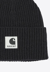 Sacai X Carhartt Wip Logo Beanie Black 25-00997S001_1a9b7ca1-3c36-4ca5-ab05-fac3662b53a7