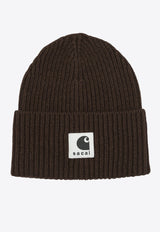 Sacai X Carhartt Wip Logo Beanie Brown 25-00997S642_a170ddbe-ec50-45cd-94b3-108fed60c14c
