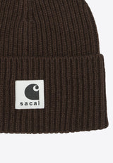 Sacai X Carhartt Wip Logo Beanie Brown 25-00997S642_a170ddbe-ec50-45cd-94b3-108fed60c14c
