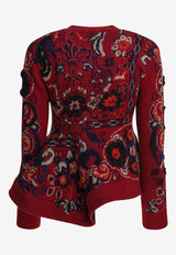 Sacai Floral Jacquard Knit Wool Sweater Burgundy 25-07984701_fa406053-f5be-455d-a267-37b120889659