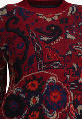 Sacai Floral Jacquard Knit Wool Sweater Burgundy 25-07984701_fa406053-f5be-455d-a267-37b120889659