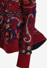 Sacai Floral Jacquard Knit Wool Sweater Burgundy 25-07984701_fa406053-f5be-455d-a267-37b120889659