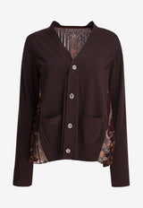 Sacai Floral Print Paneled Cardigan Brown 25-07986616_82968