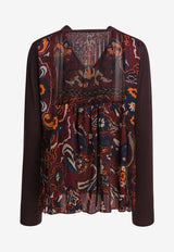 Sacai Floral Print Paneled Cardigan Brown 25-07986616_82968