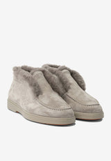 Santoni Fortune Suede Loafers with Fur WUYA58457TTGAPFRM45_1d49095f-b6ec-4a7a-98b7-c498eefc749f