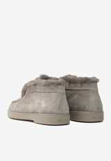 Santoni Fortune Suede Loafers with Fur WUYA58457TTGAPFRM45_1d49095f-b6ec-4a7a-98b7-c498eefc749f