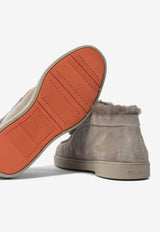 Santoni Fortune Suede Loafers with Fur WUYA58457TTGAPFRM45_1d49095f-b6ec-4a7a-98b7-c498eefc749f