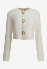Self-Portrait Wool Cropped Cardigan White