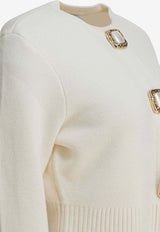 Self-Portrait Wool Cropped Cardigan White