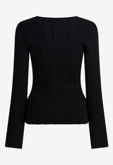 Self-Portrait Lace V-neck Top Black