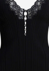 Self-Portrait Lace V-neck Top Black